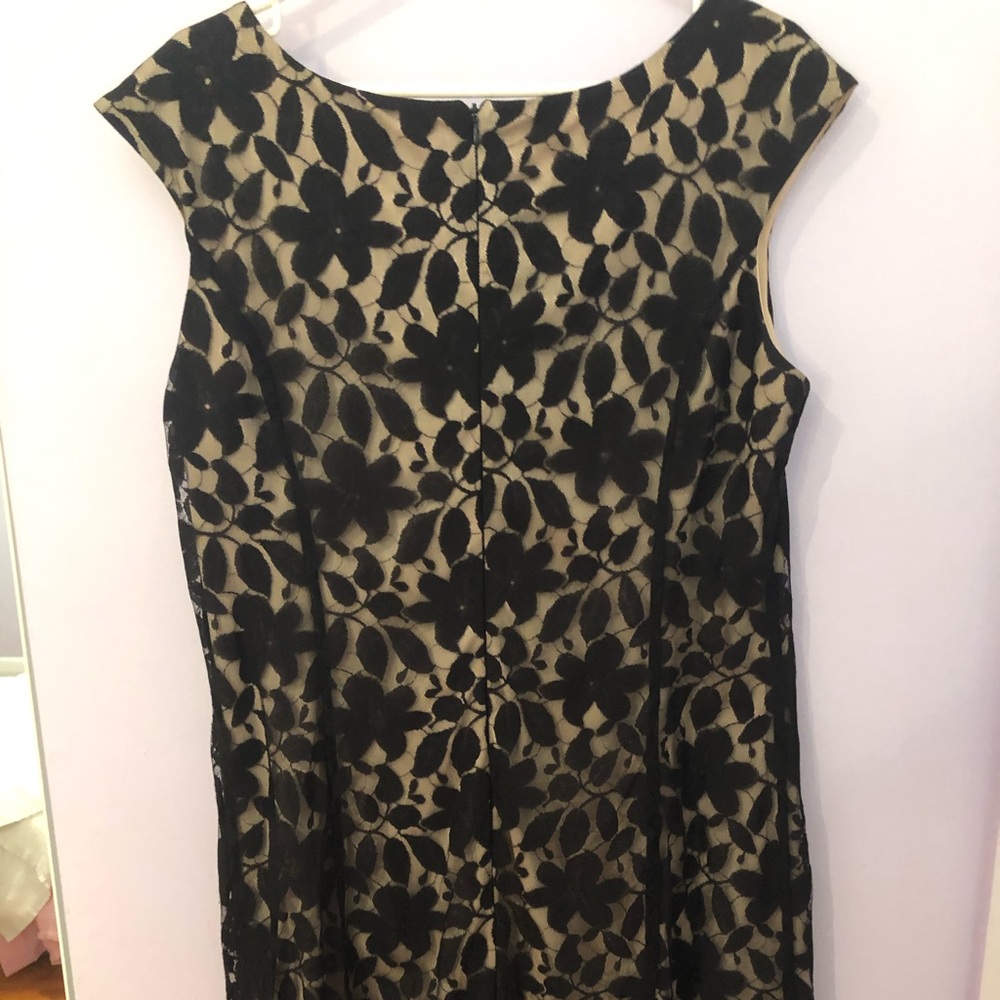 Beige and black lace dress